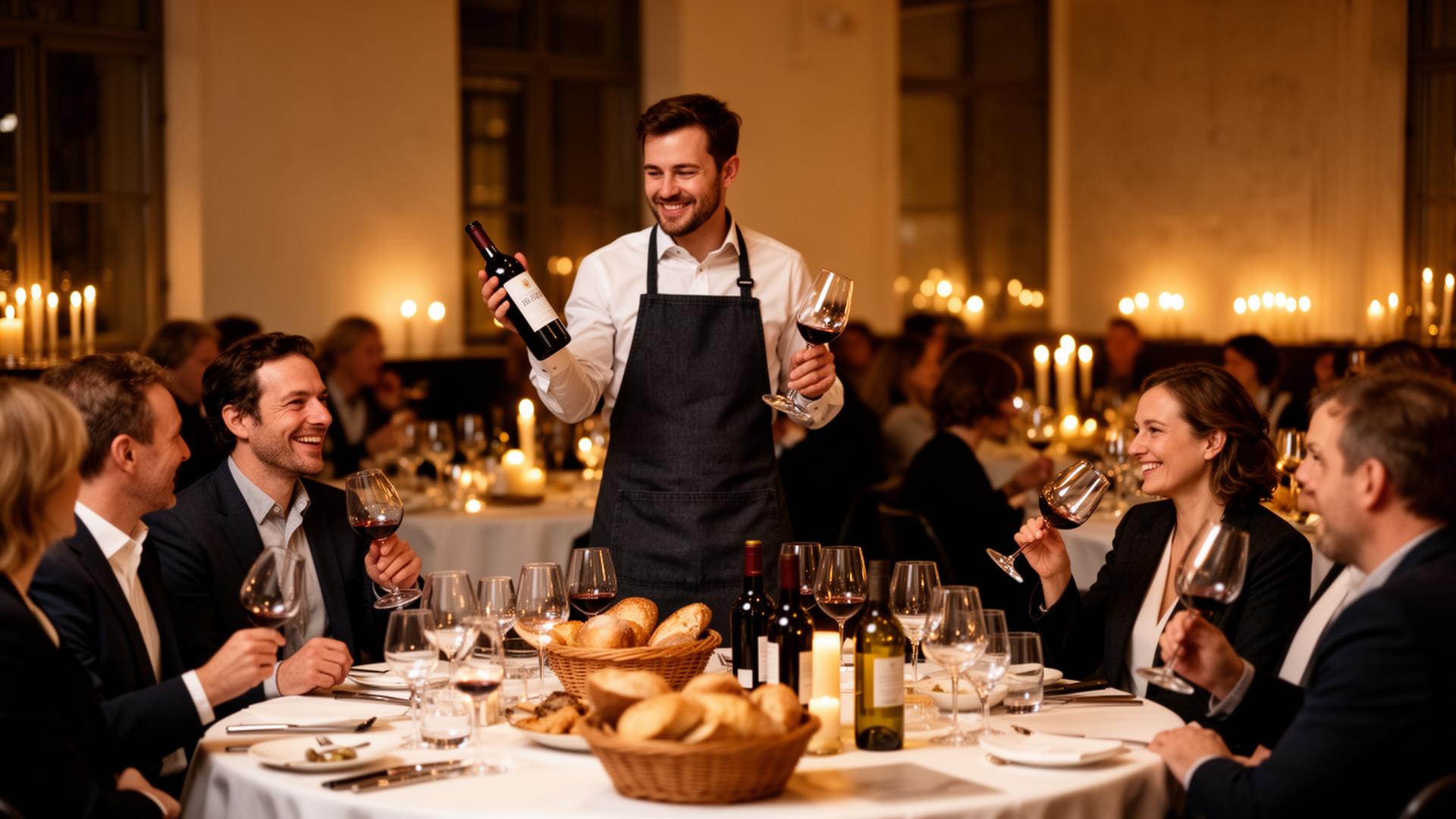 Sommelier som guidar vinprovning